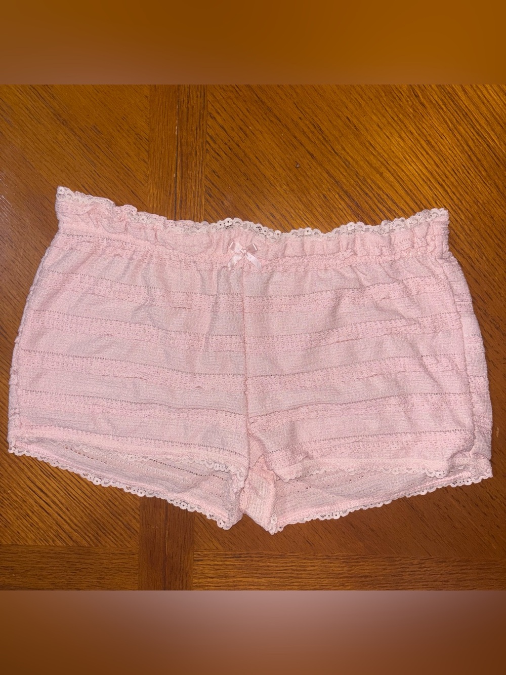 Women's Pink Lace Trim Lounge Shorts